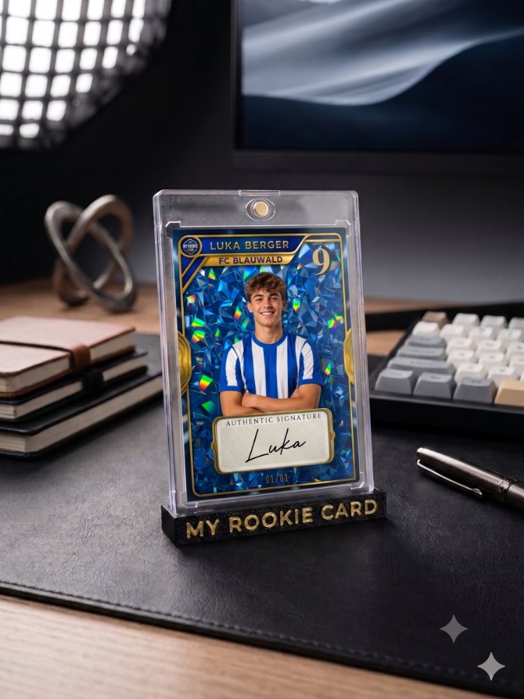 Personalisierte Fußballkarte im Magnetcase mit Halterung
